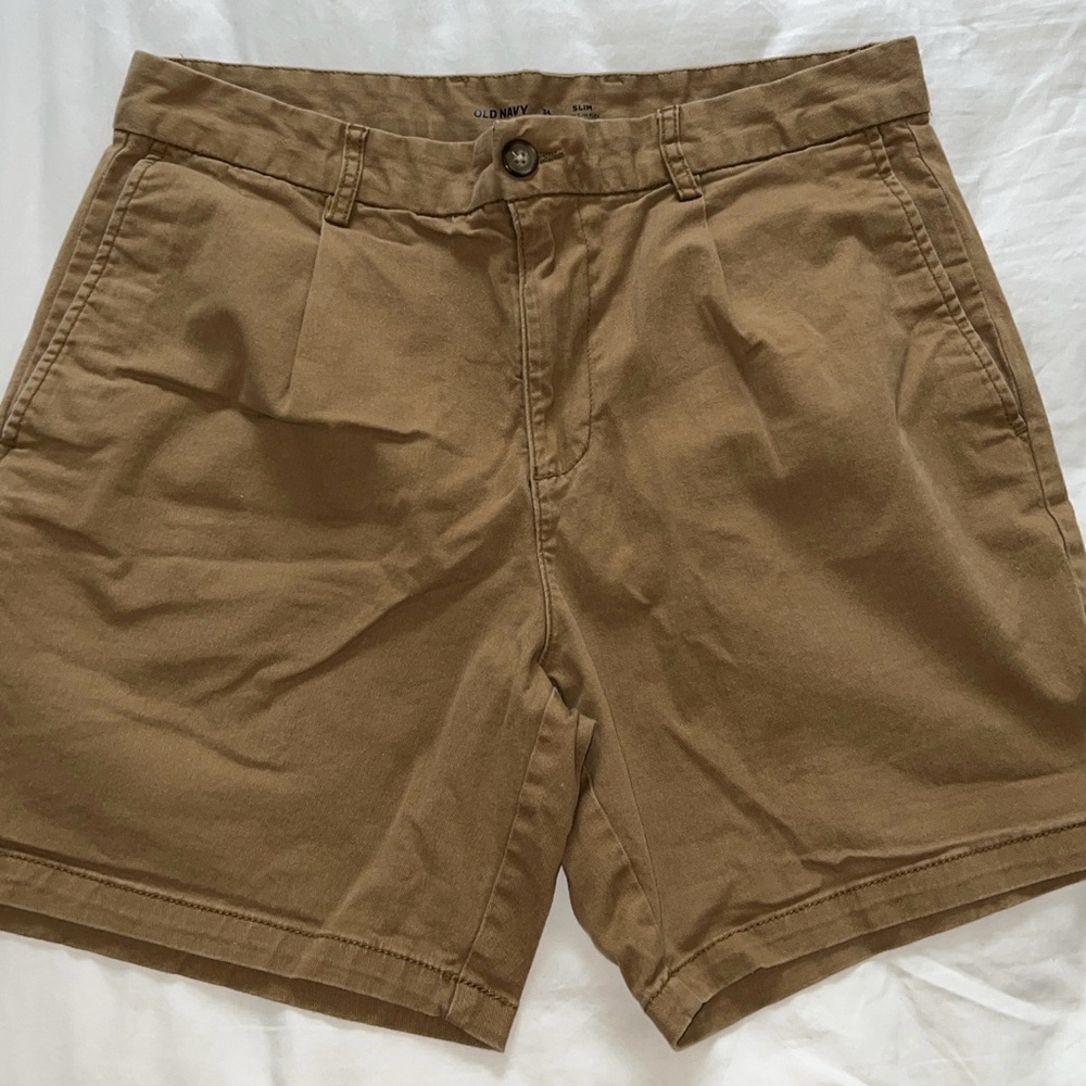 Old Navy Tan Flat Front Shorts Classic Style